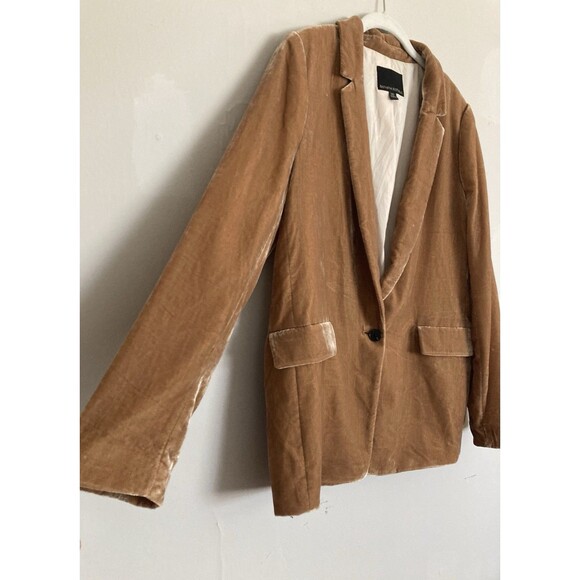 Banana Republic Slouchy Velvet Blazer Jacket 10 Gold Burnished Marshmallow - Picture 2 of 9